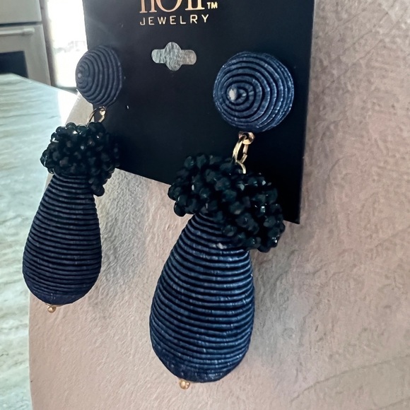 nOir Jewelry Boho Imperial Beaded Teardrop Navy Blue Waterfall Earring B34 - Picture 3 of 7